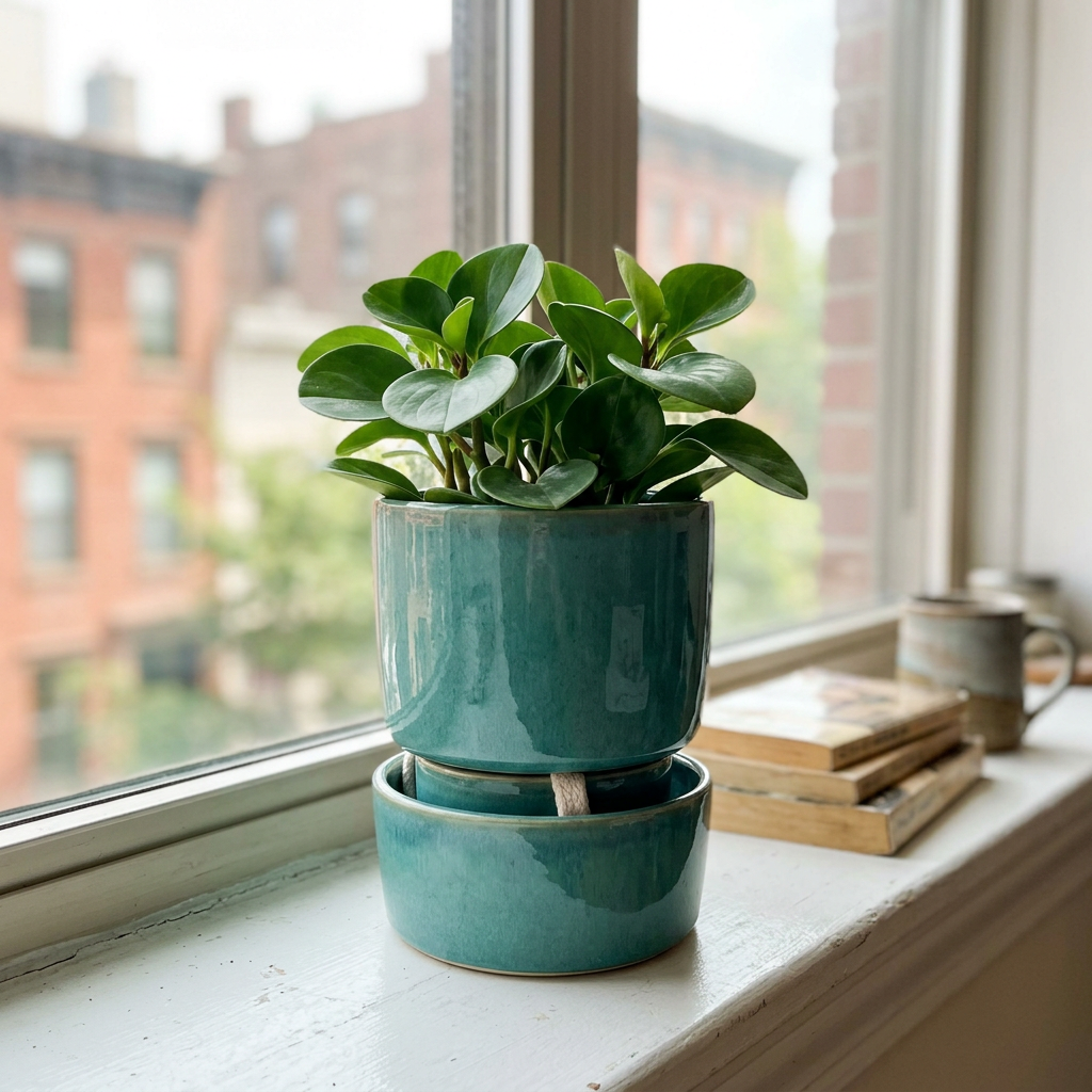 Wicking stoneware planter